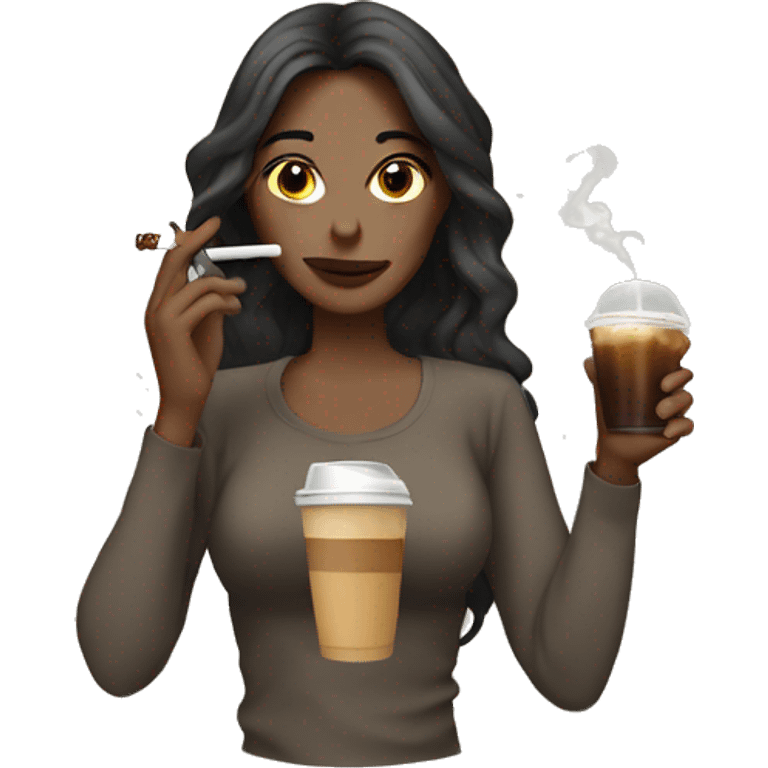 smoking with an iced coffee white girl emoji