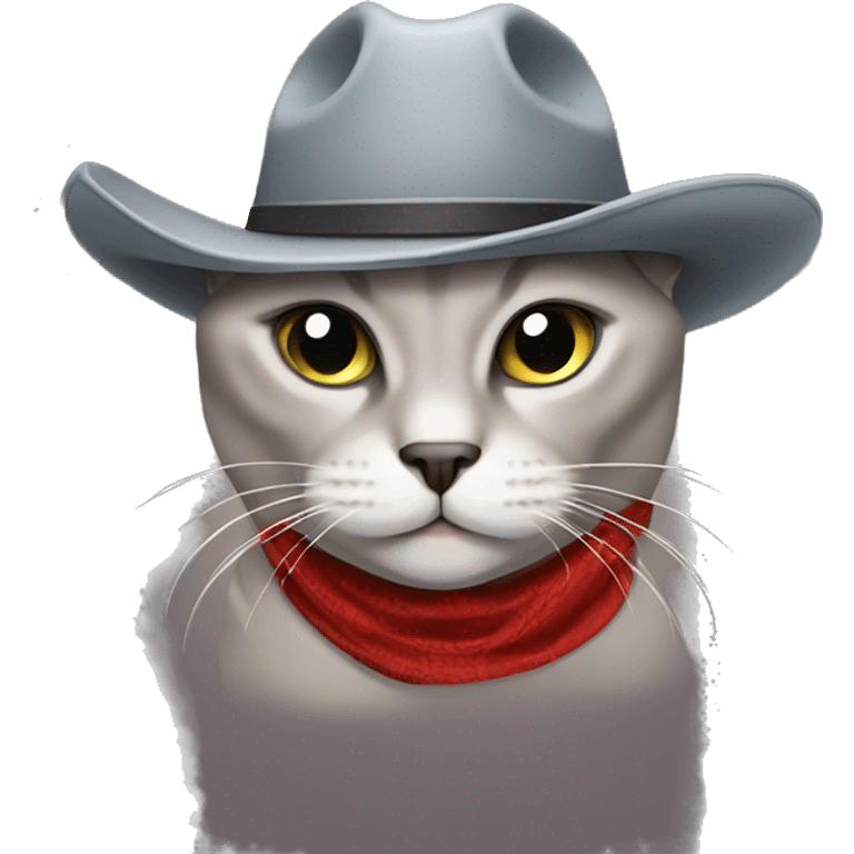 Fat grey Siamese cat cowboy hat emoji