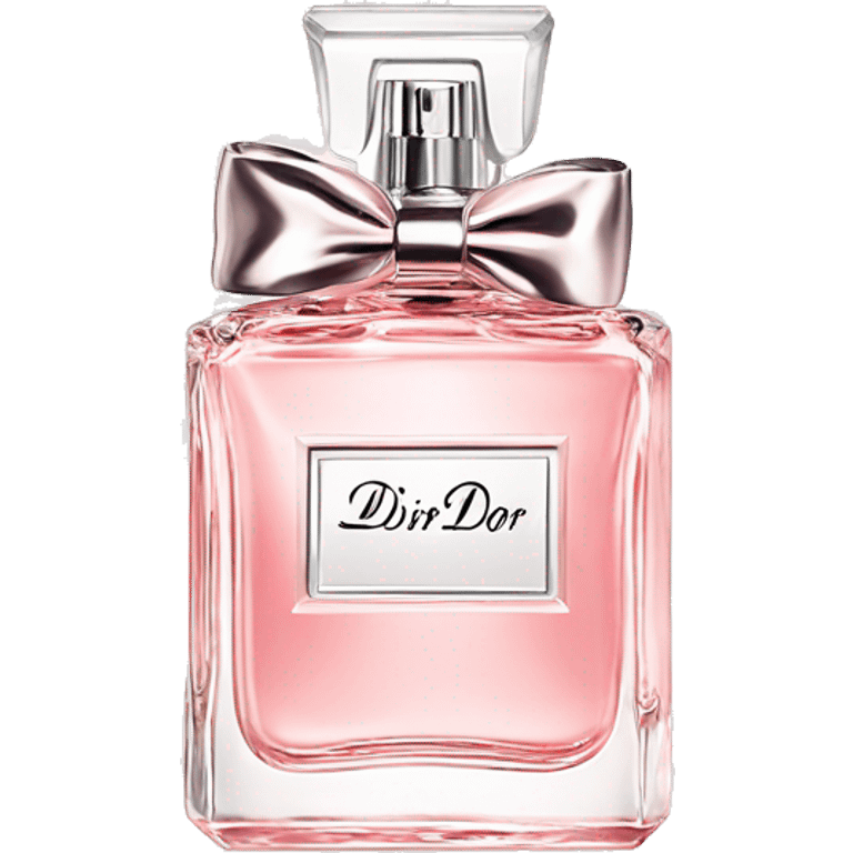 light pink miss dior perfume with bow around the bottle’s neck emoji