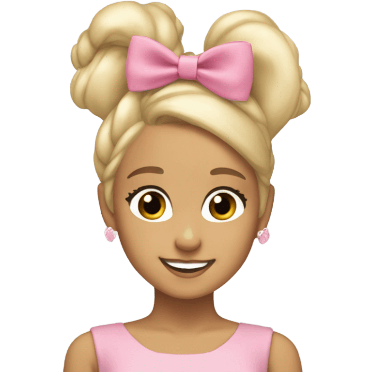 blonde ariana grande with a coquette pink bow on her hair emoji