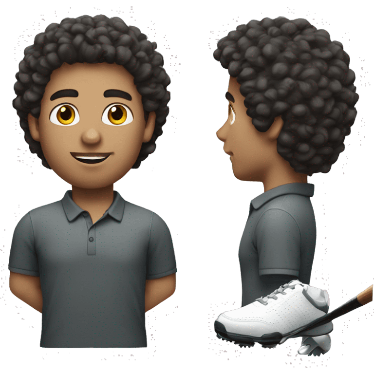 Man with dark curly hair, light skin, playing golf. Dark chest hair. emoji