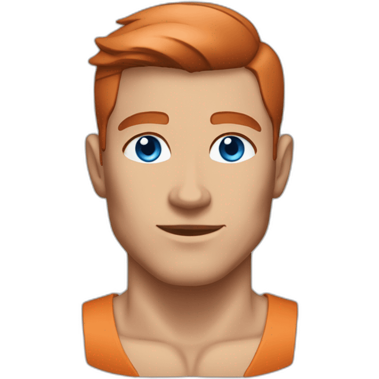 fitness man blue eyes slick copper hair clean shaven emoji