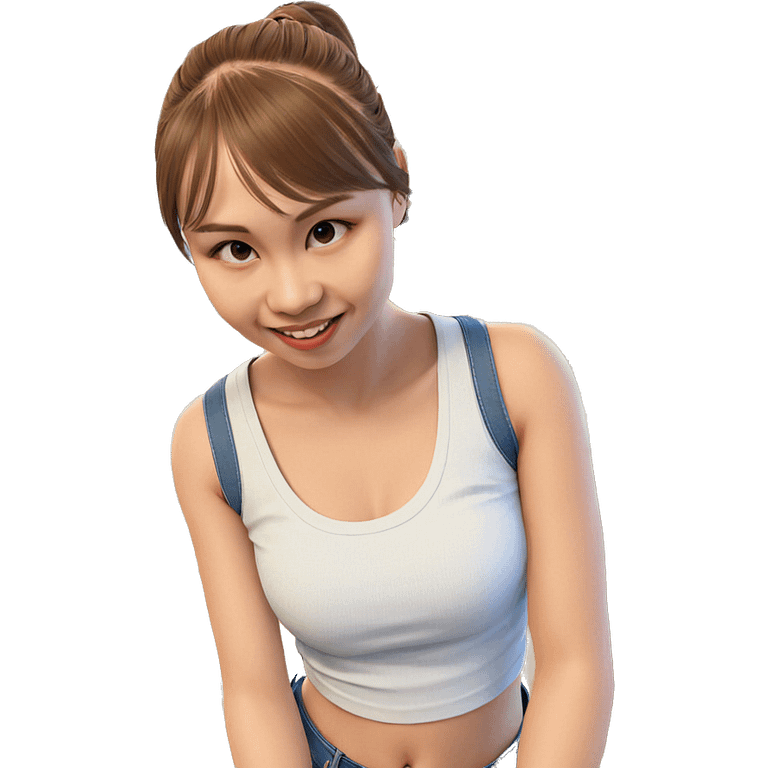 smiling girl in denim outfit emoji