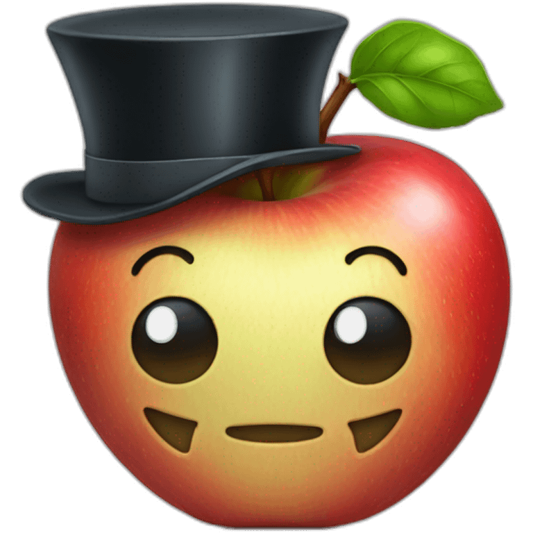 apple with tie and top hat emoji