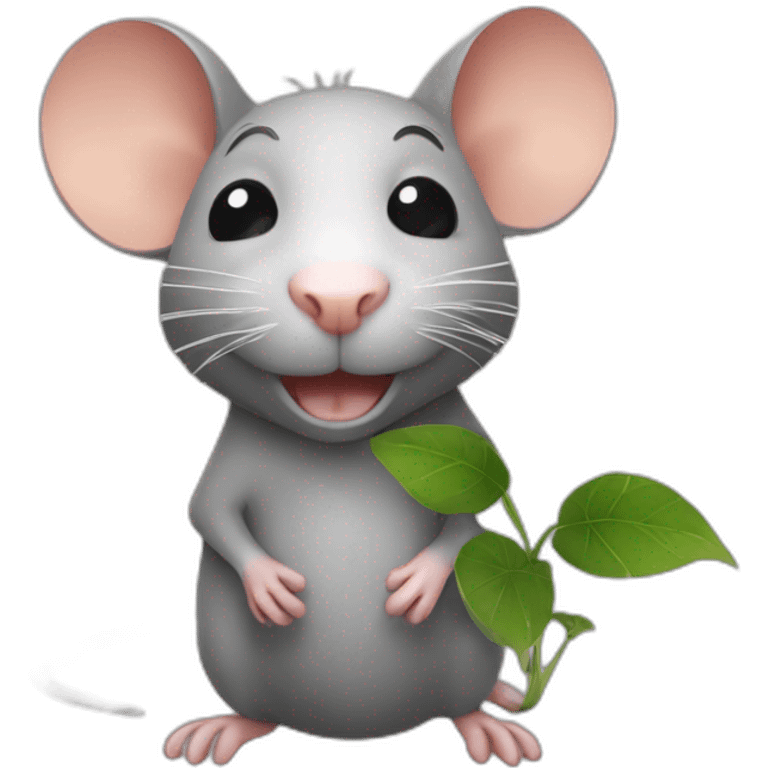 rat avec des plantes emoji