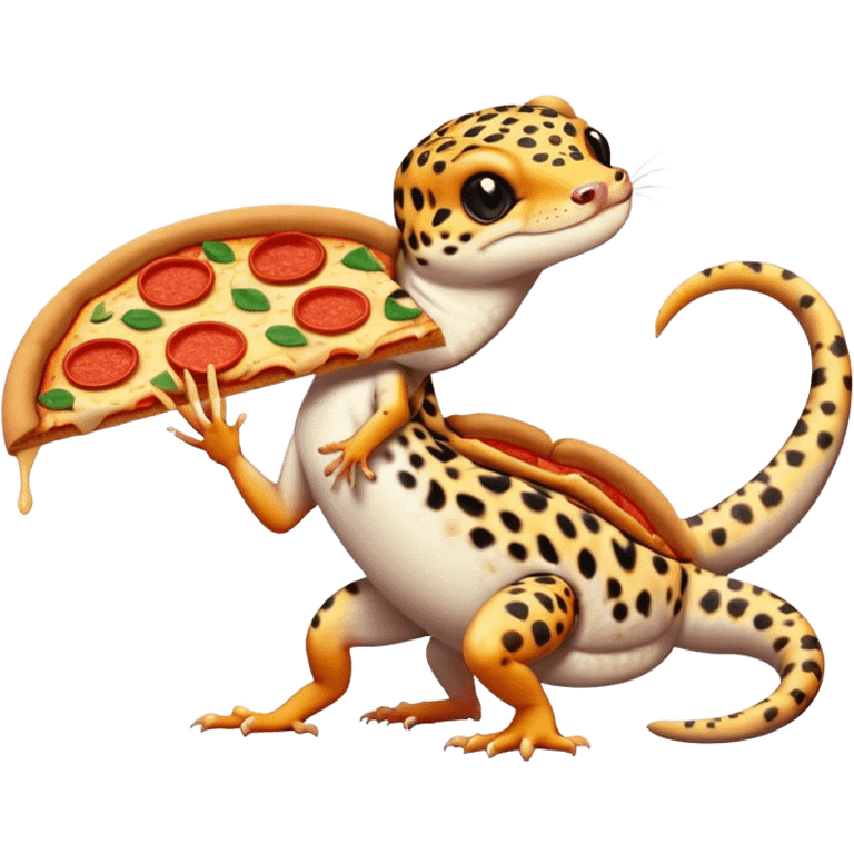 leopard gecko stealing slice of pizza emoji