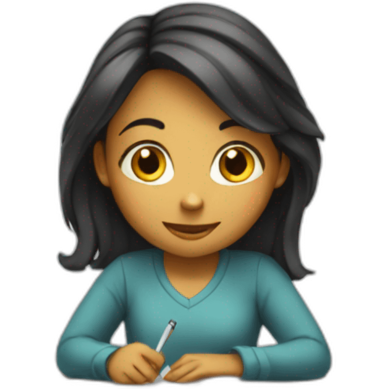 a girl studing emoji