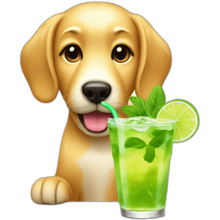 golden dog drinking a mojito emoji