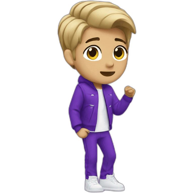 Justin bieber singing with purple outfit short hair emoji