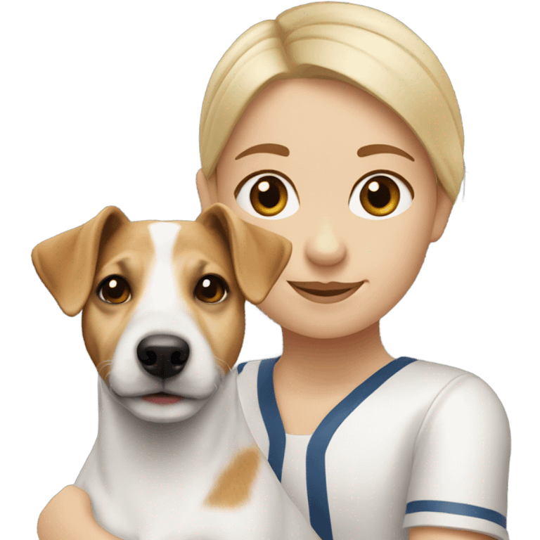 blonde girl and jack russell terrier emoji