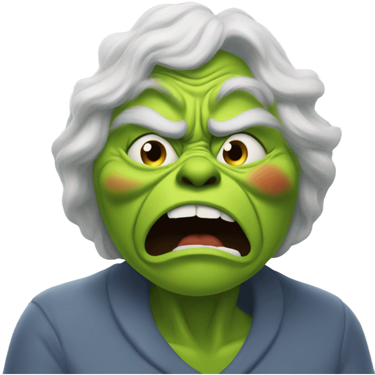 Grinch fighting a grandma emoji