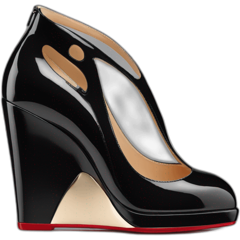 WEDGE heel LOUBOUTIN black leather PATENT emoji