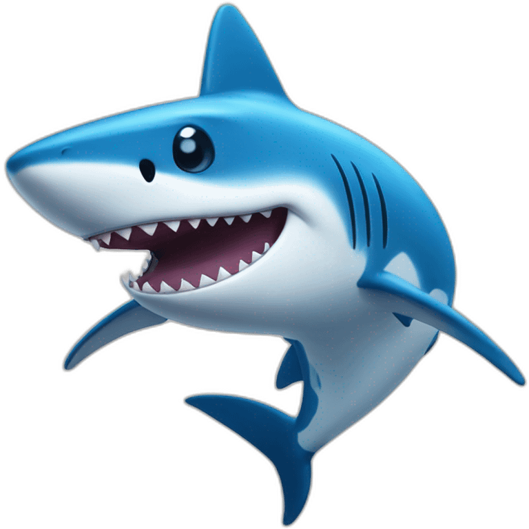 happy shark celebrating blue and white emoji