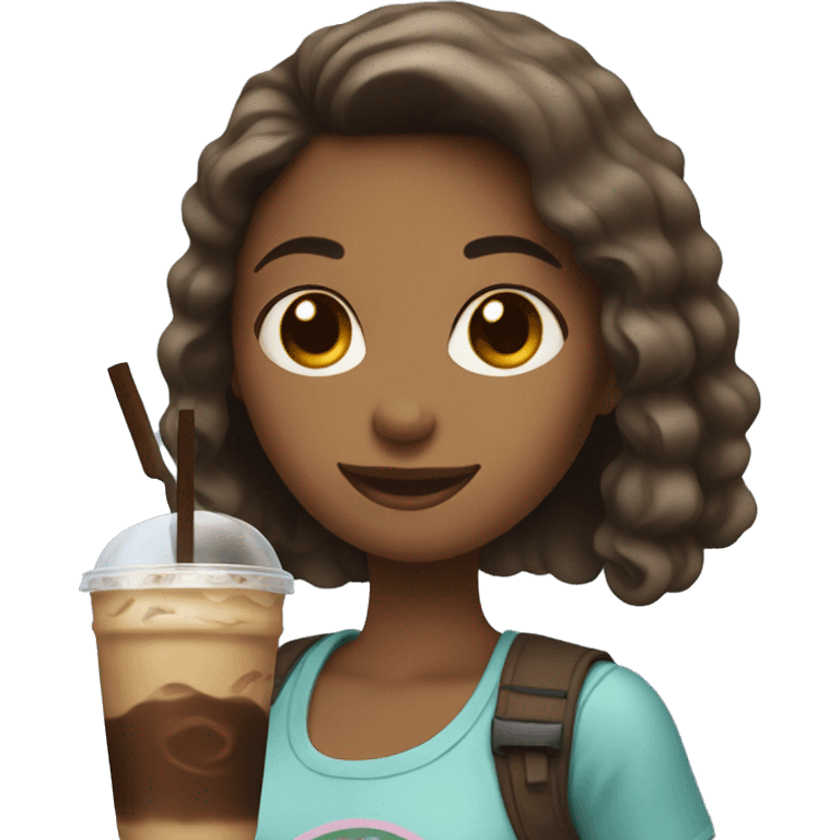 Girl holding iced coffee emoji