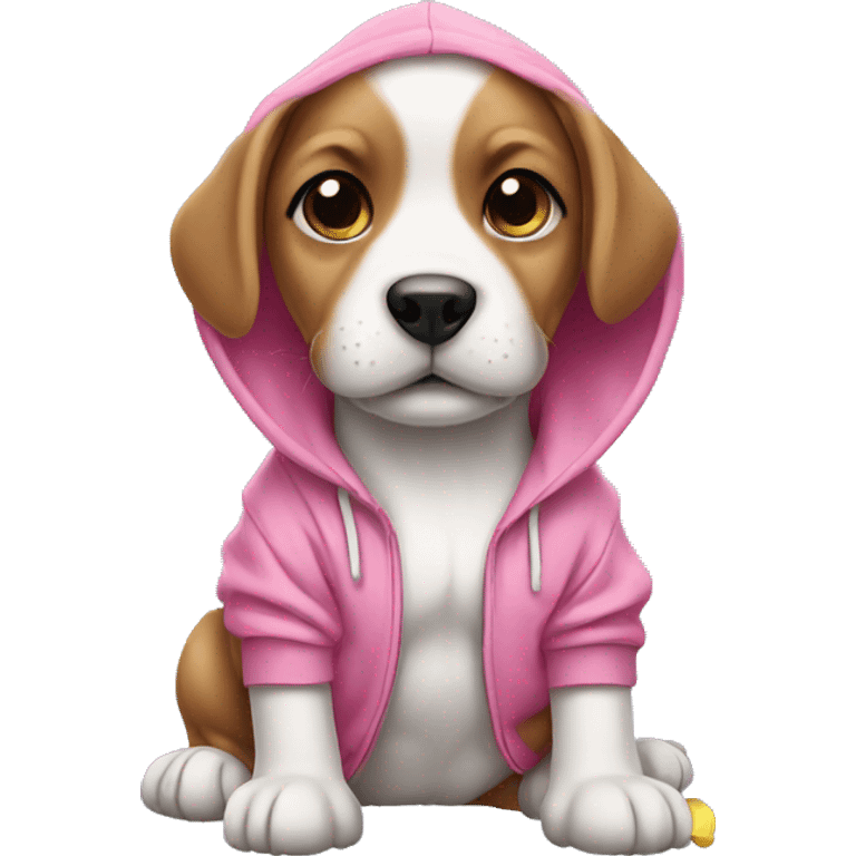 Puppy with pink hoodie emoji