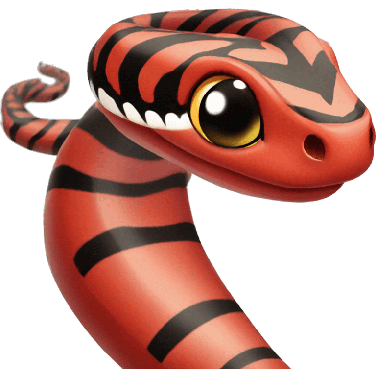 Cute black and red striped snake with big eyes emoji