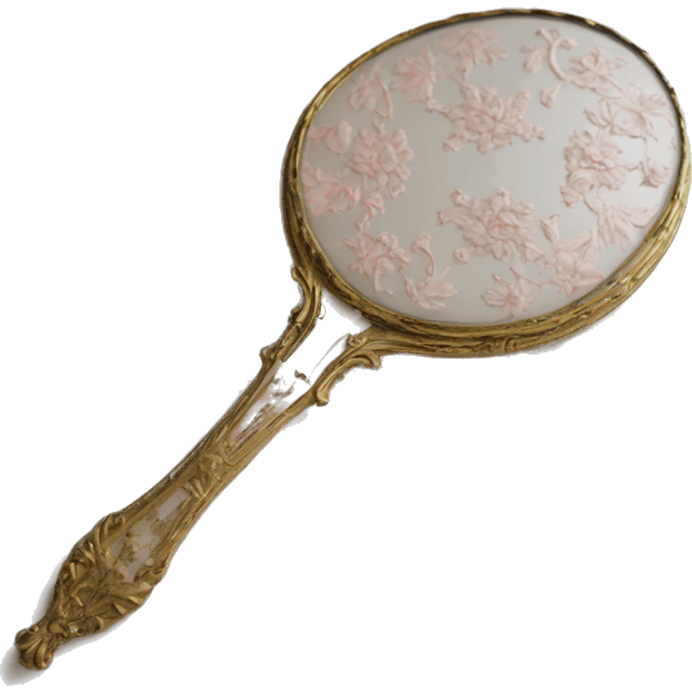 vintage rococo light pink dainty floral hand mirror emoji