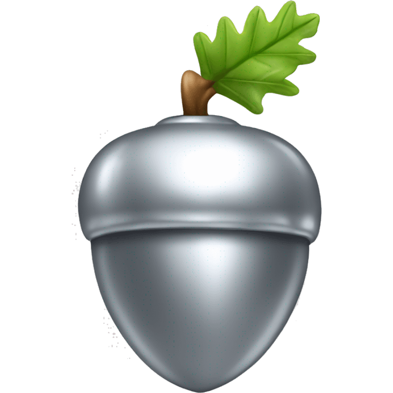 shiny silver Acorn with stem  emoji