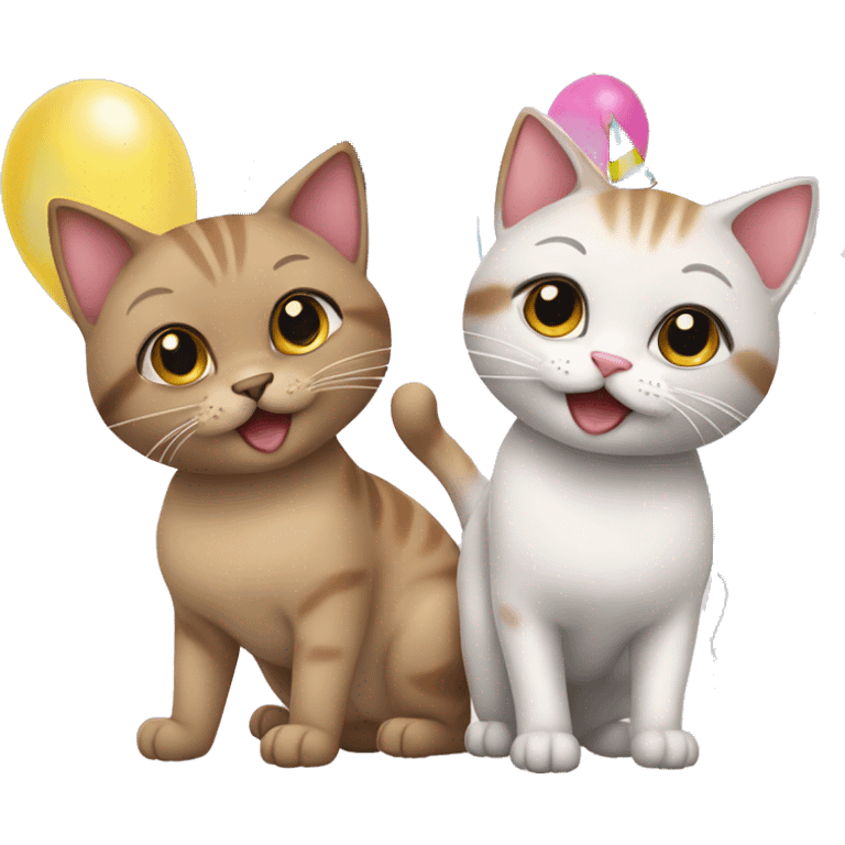 2 cute singapura cats at a birthday party emoji