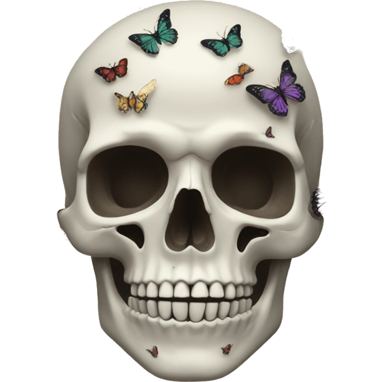 Skeleton head with butterflies emoji