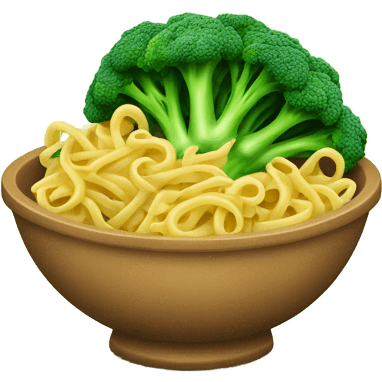 Pasta with broccoli in bowl  emoji