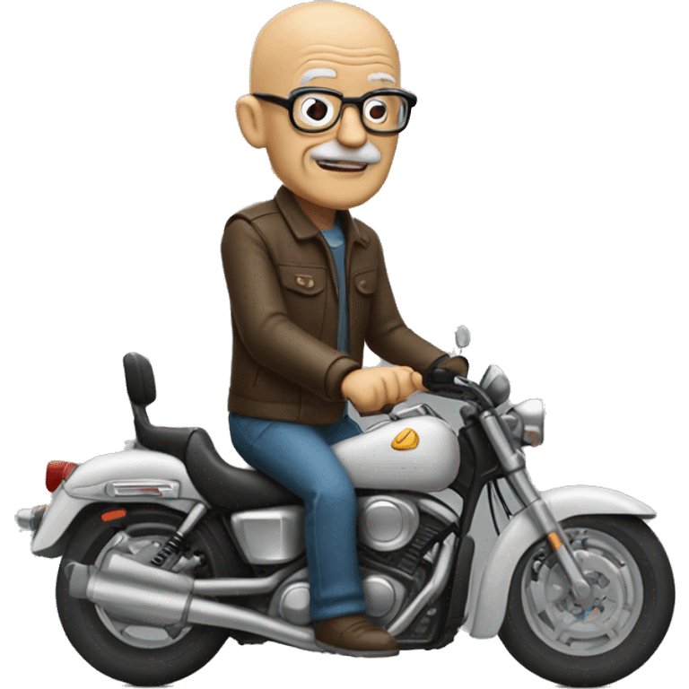 old man with a bald head and glasses while on a motorcycle emoji