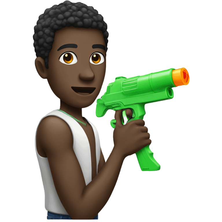 Black guy with a water gun emoji