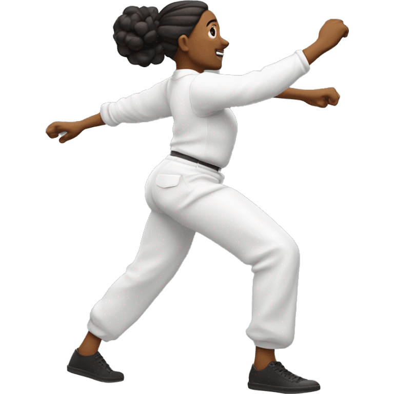 A stiff but fluid fast-paced side-to-side hip sway with fully extended arms behind back swinging arms, the Floss is an iconic, high-energy move that became a cultural sensation. emoji