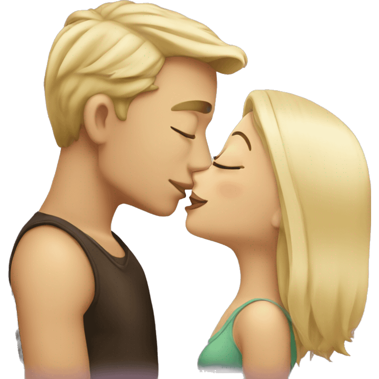 Kiss blonde girl and man emoji