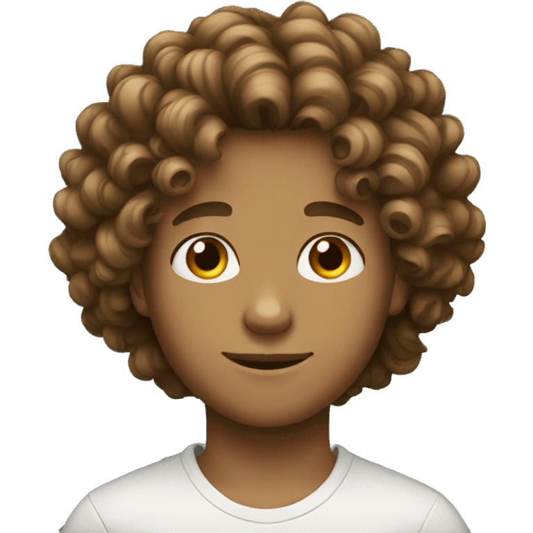 Boy with long curly hair brown  emoji