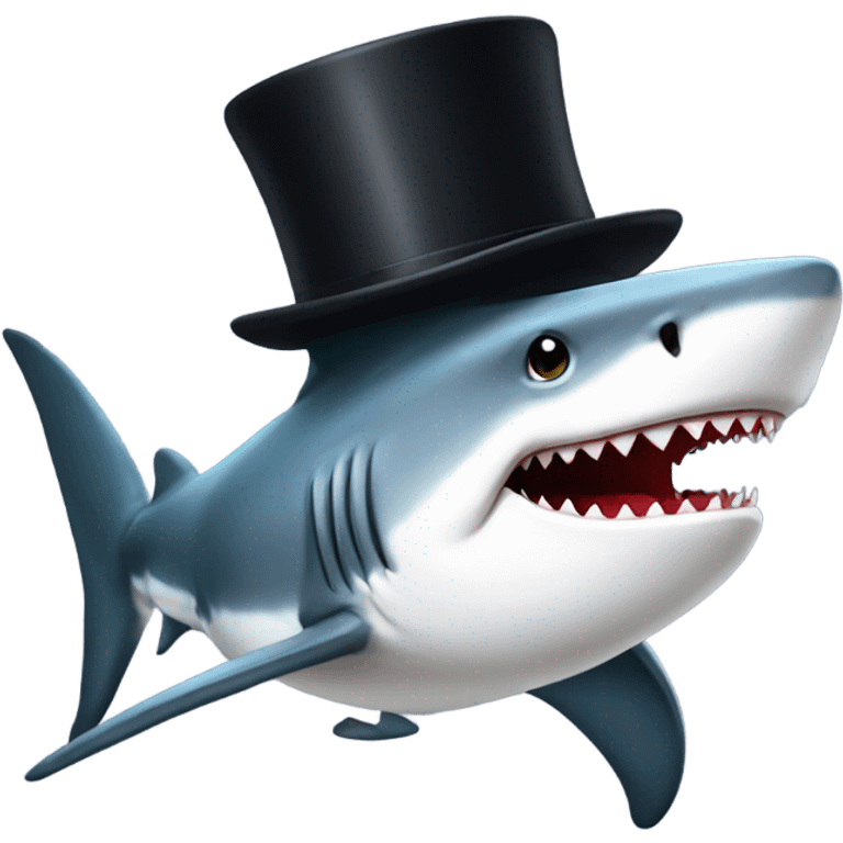 Shark with a top hat emoji