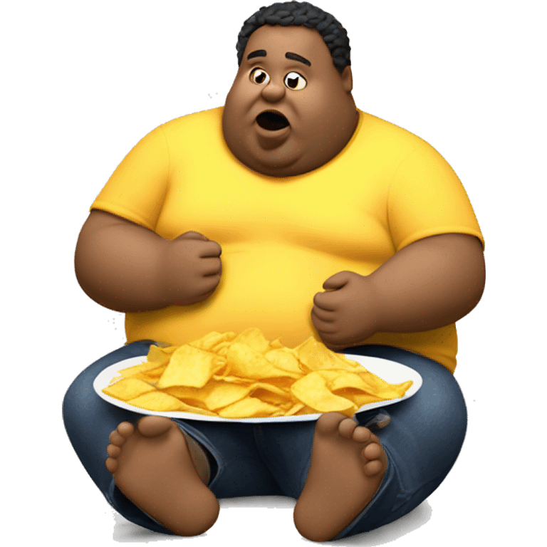 fat man eating chips  emoji