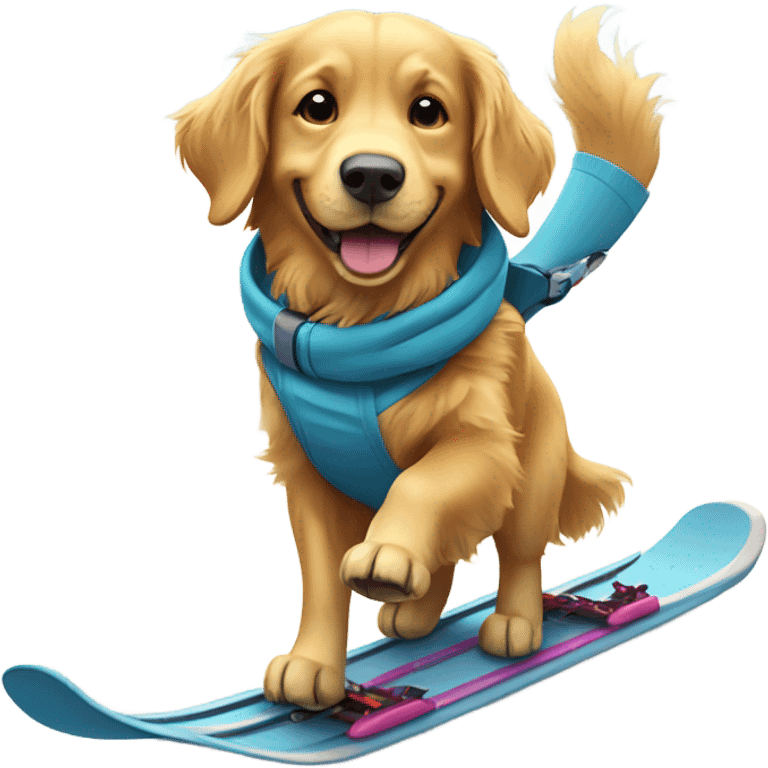 Golden retriever snow skiing emoji