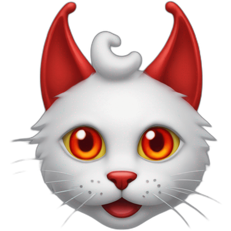 devil kitty with red eyes and clown hat emoji