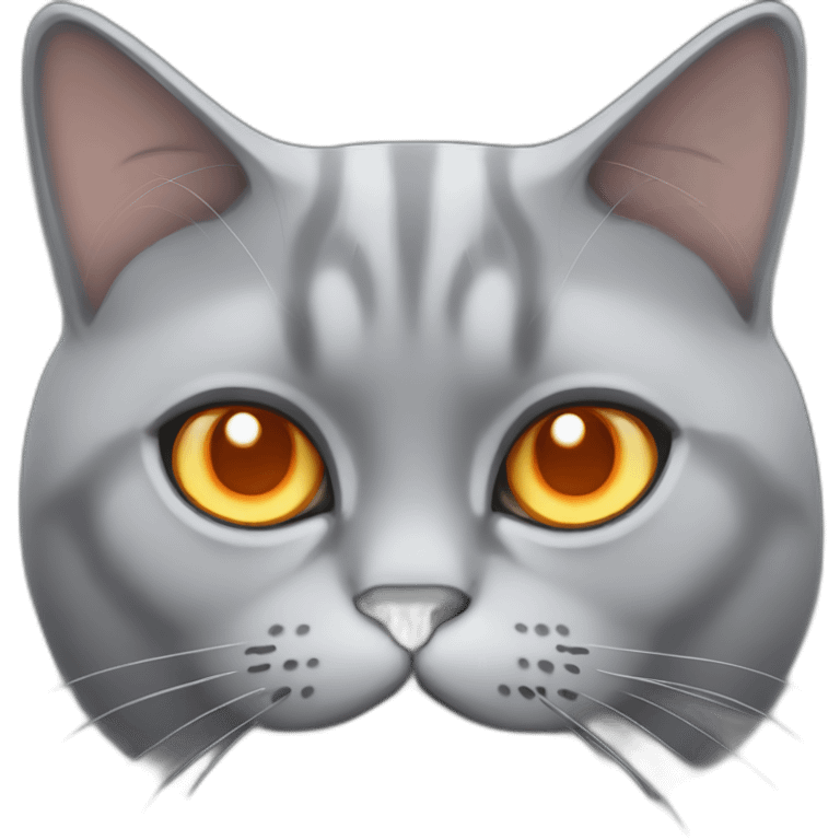 British grey fat cat orange eyes emoji