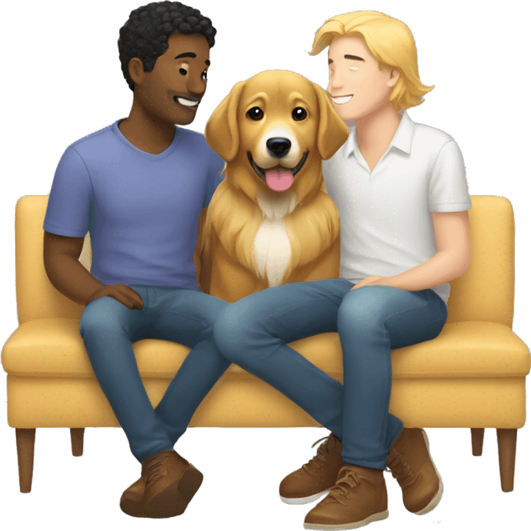 Wide gay couple with golden retriever emoji