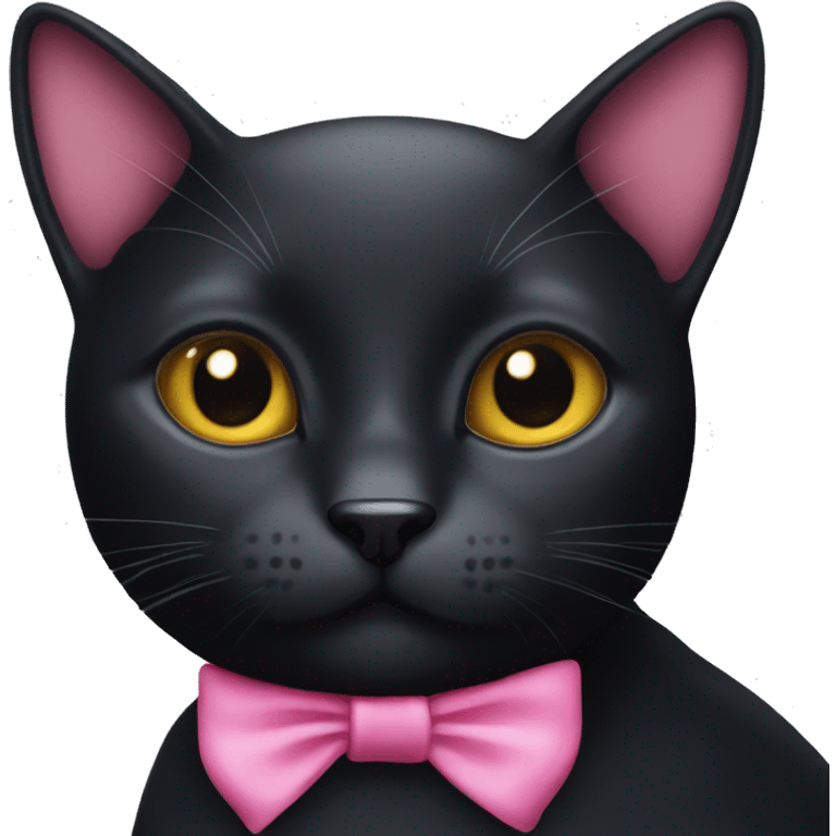 A black cat with pink ribbon on the head  emoji