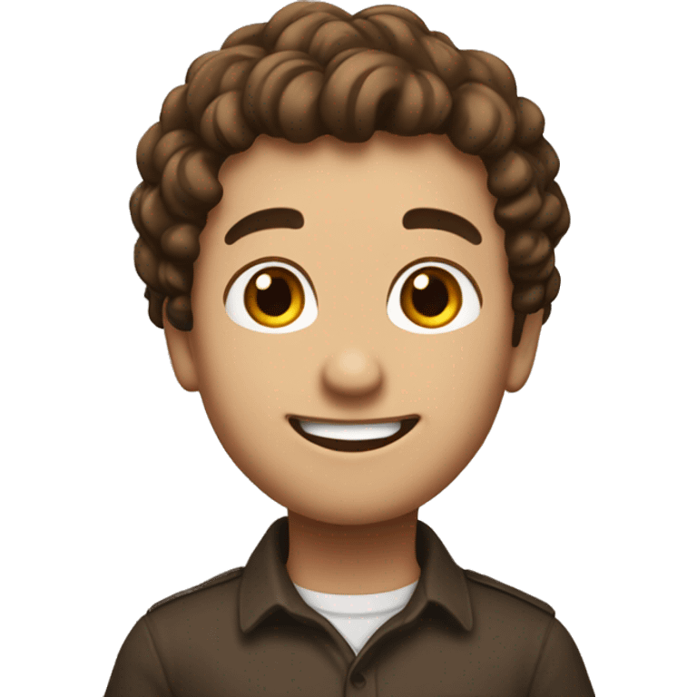 make me an emoji with a unique character that expresses joy whit brown-dark hair  and class  emoji