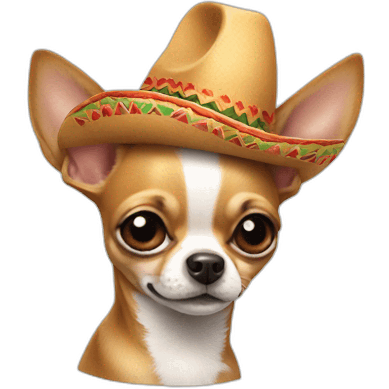 chihuahua with a tiny mexican hat emoji