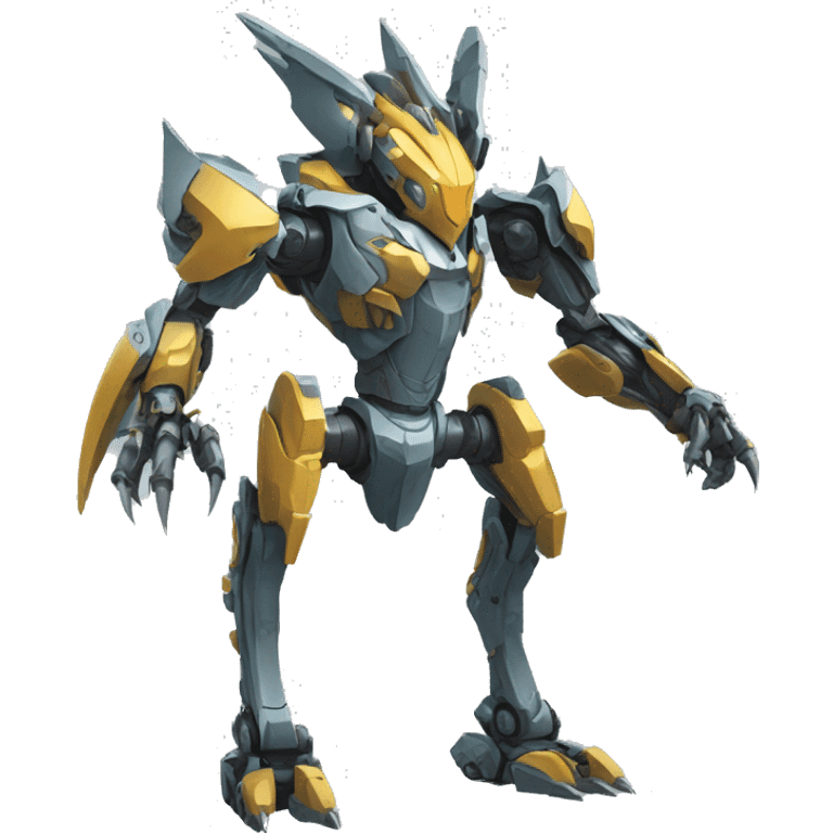 a futuristic mechanical spiky Medabot-raptor-dragon-mecha full body emoji