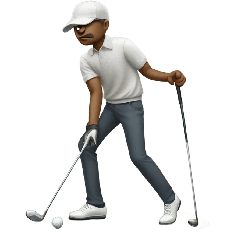 Blind golfer using walking stick emoji