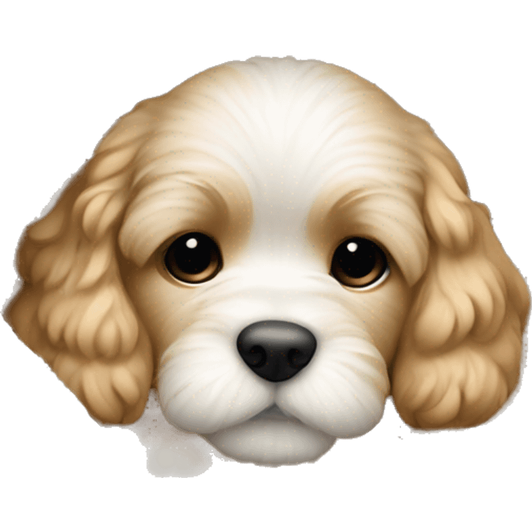 Cream cockapoo puppy cozy sleep in blanket emoji