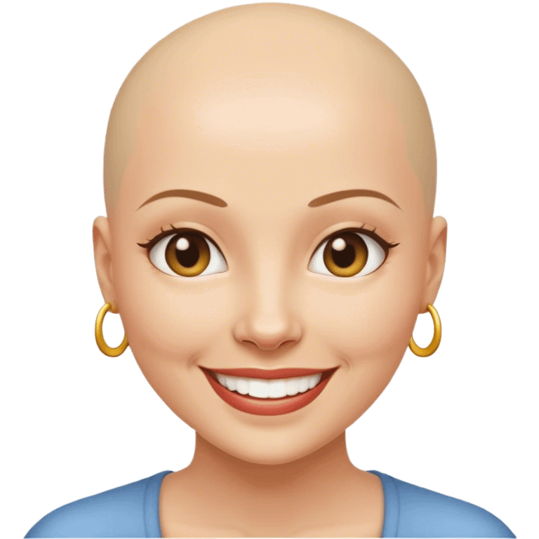 light smiling bald woman without neck emoji