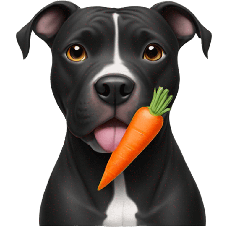 black pit bull dog eating a carrot emoji