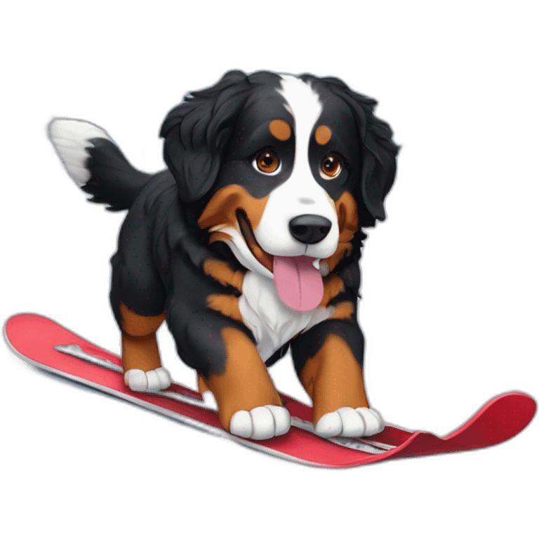 bernese mountain dog skiing under snow emoji