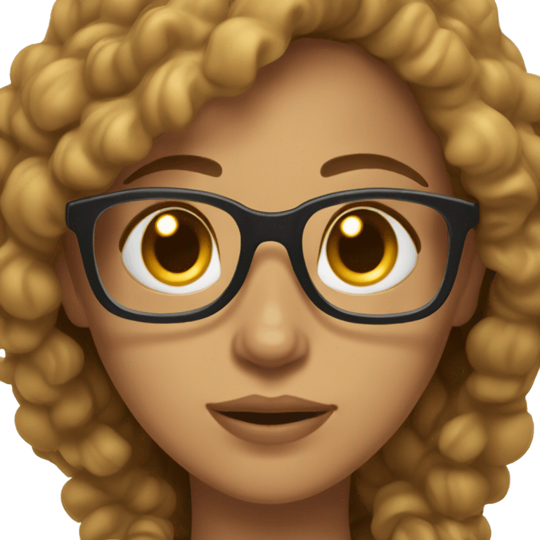 woman caramel skin brown hair and light brown eyes, medium lenght hair with pasta glasses emoji