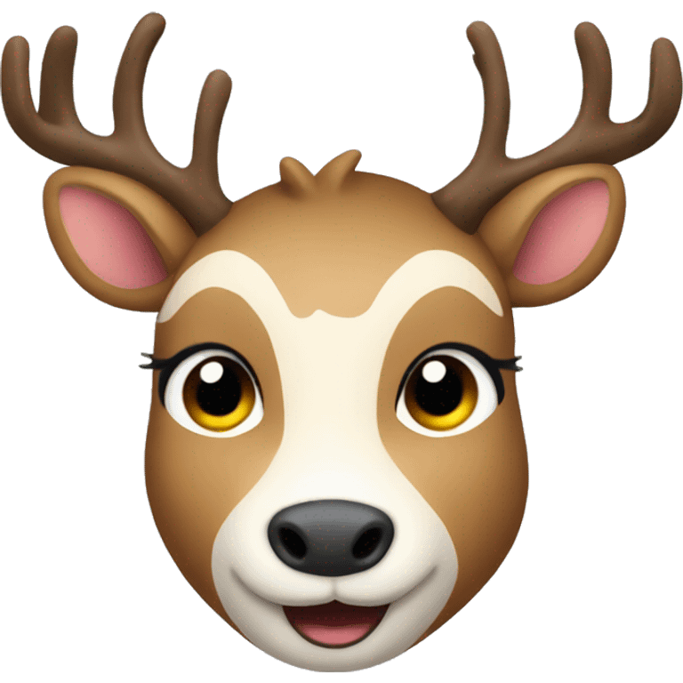 deer with a christmas happy face emoji