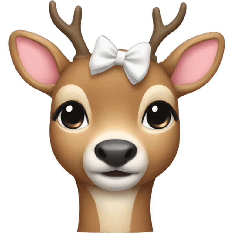 A deer with a white bow with a heart emoji