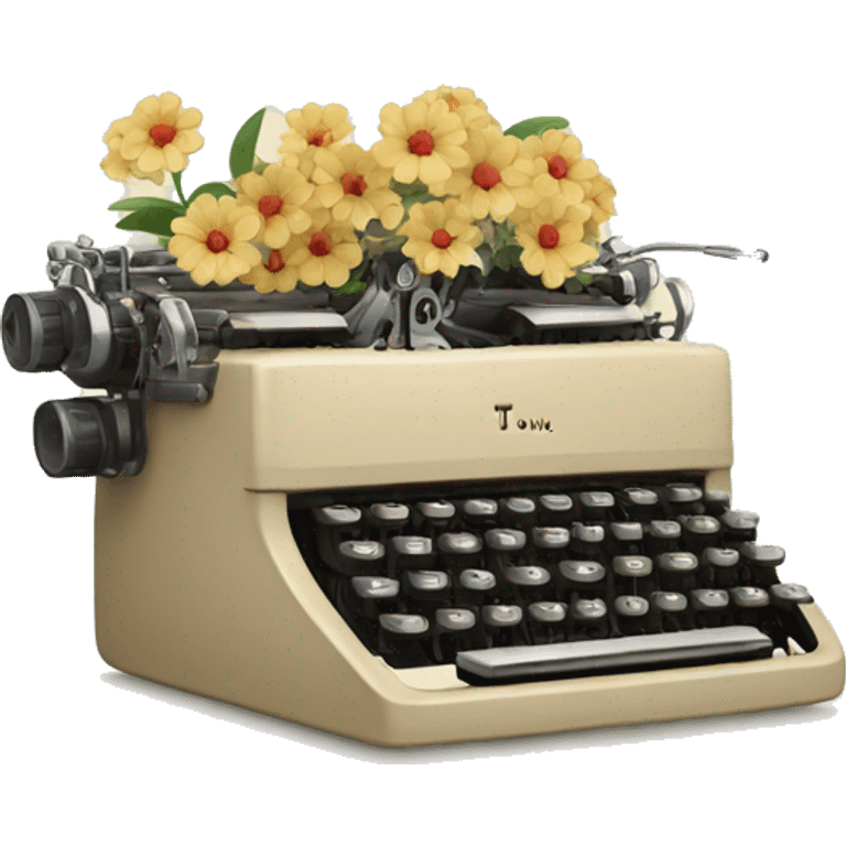 beige typewriter and flowers emoji