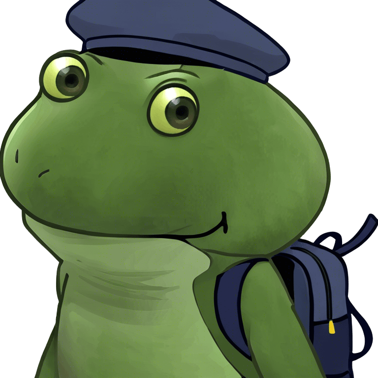 bufo wearing hat and backpack emoji